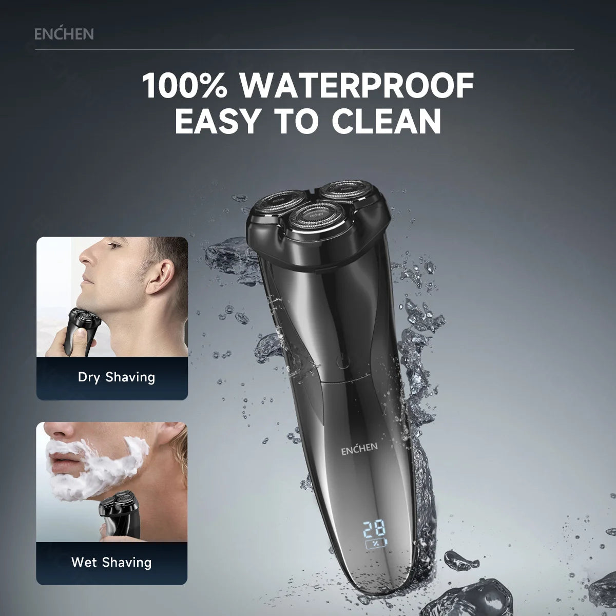 ENCHEN Blackstone 3 – Waterproof 3D Electric Shaver, Dual Use Wet & Dry, Digital Display