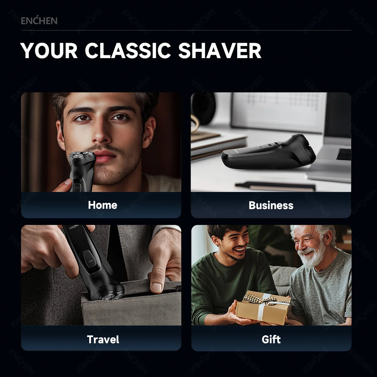 ENCHEN Blackstone-C Electric Rotary Shaver – 3D Floating, Washable, USB-C Rechargeable
