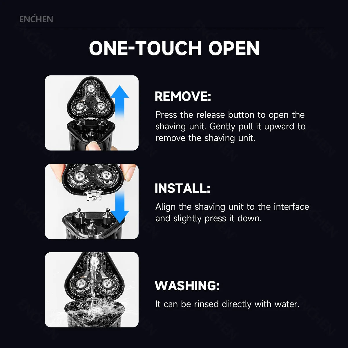 ENCHEN Blackstone 3 – Waterproof 3D Electric Shaver, Dual Use Wet & Dry, Digital Display