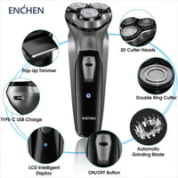 ENCHEN Blackstone-C Electric Rotary Shaver – 3D Floating, Washable, USB-C Rechargeable