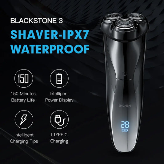 ENCHEN Blackstone 3 – Waterproof 3D Electric Shaver, Dual Use Wet & Dry, Digital Display