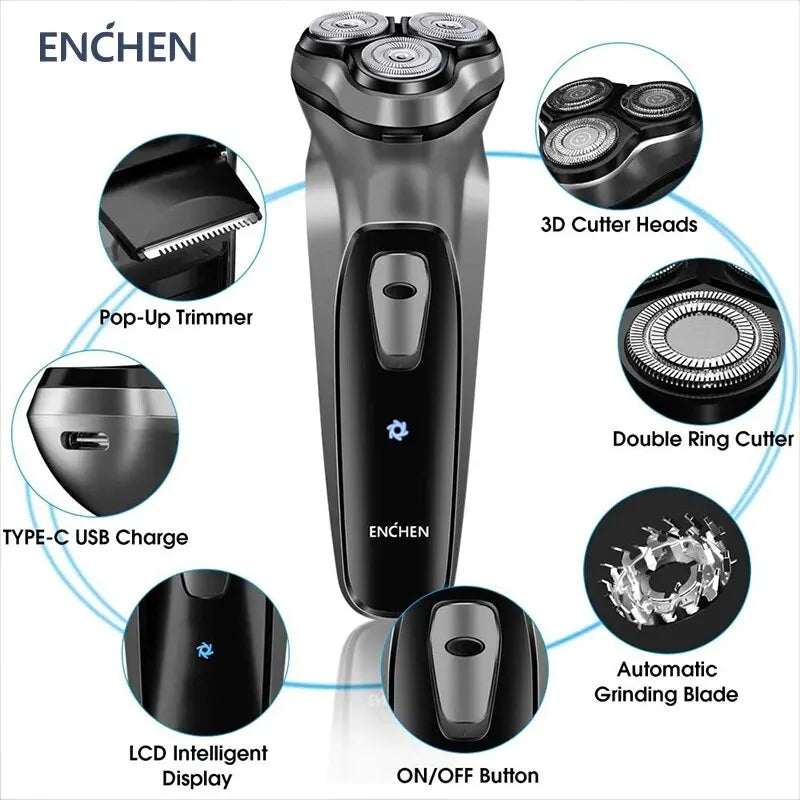 ENCHEN Blackstone – Electric Shaver 3D, USB-C Rechargeable, Washable Beard Trimmer
